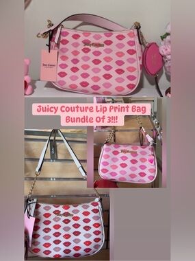 Juicy Couture Pink Lip Print Shoulder Bag Bundle Of 3!!!
